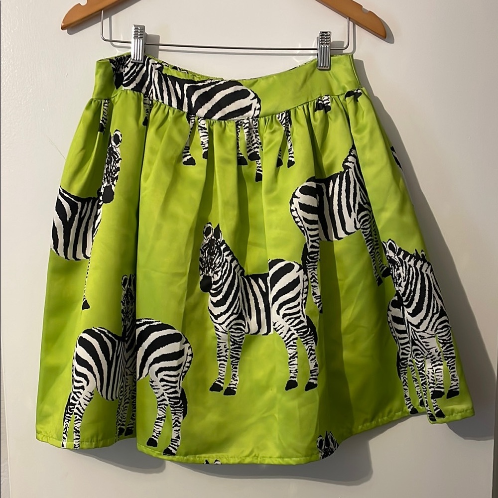 Zebra Print Green Skirt